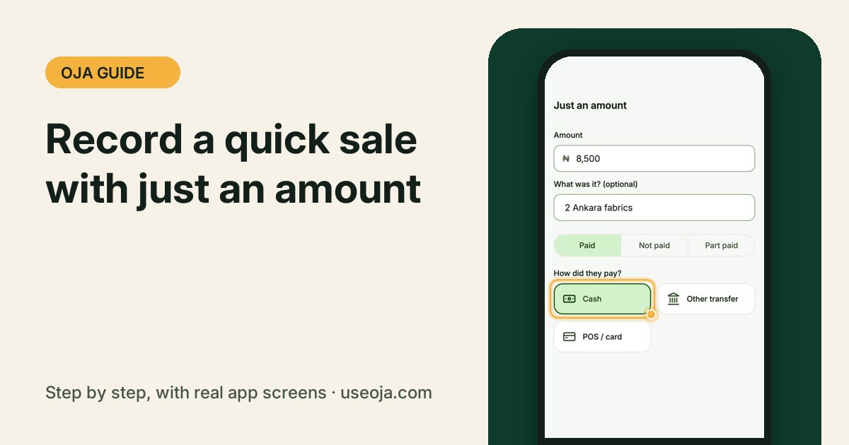 How to Record a Quick Sale With Just an Amount in Oja