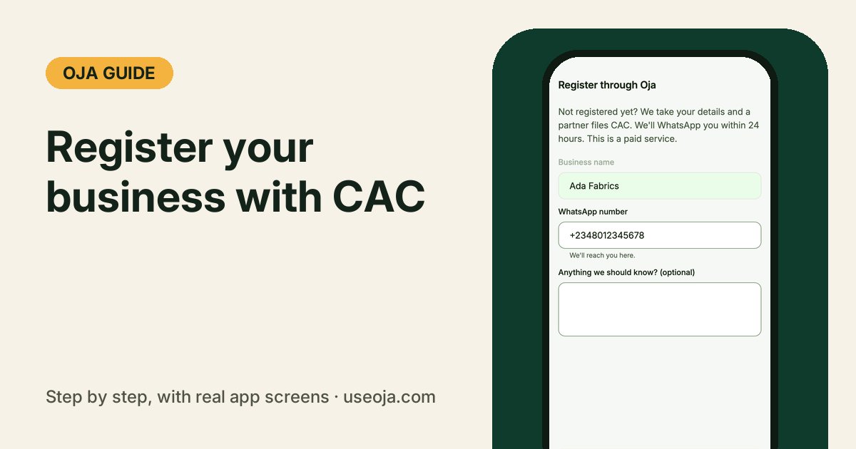 How to Register Your Business With CAC Through Oja