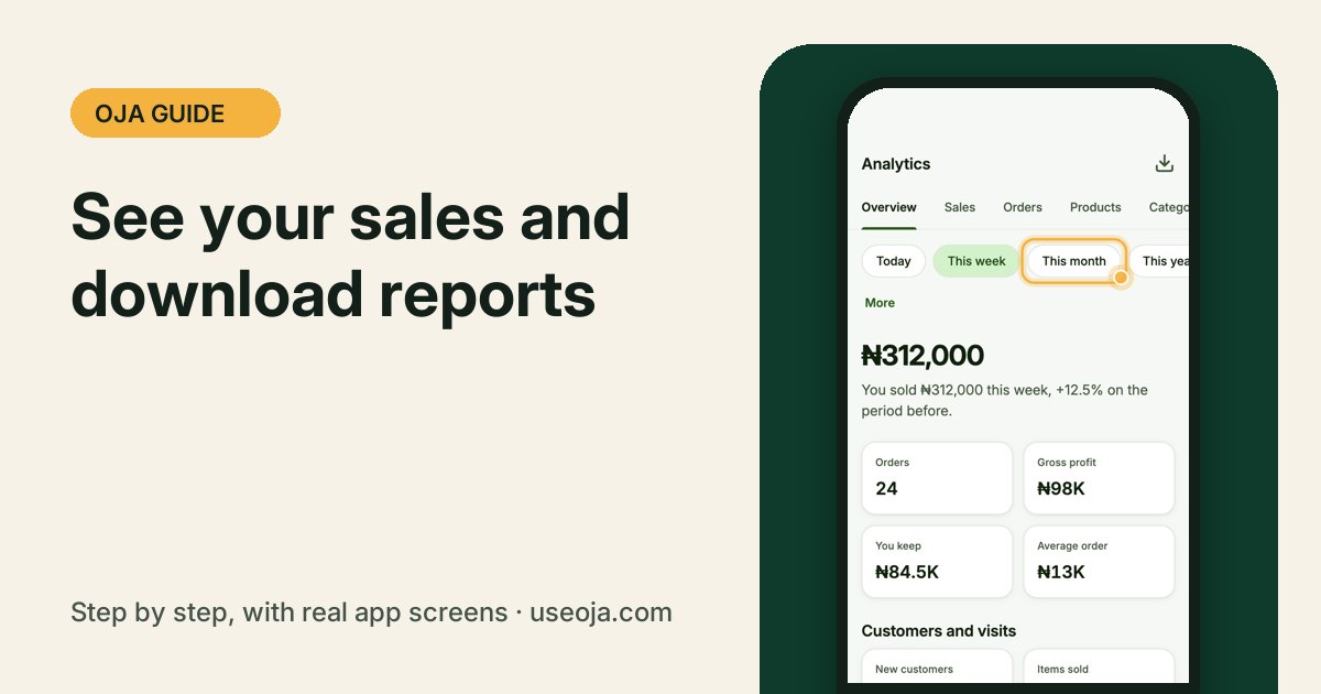 How to See Your Sales and Download Reports in Oja