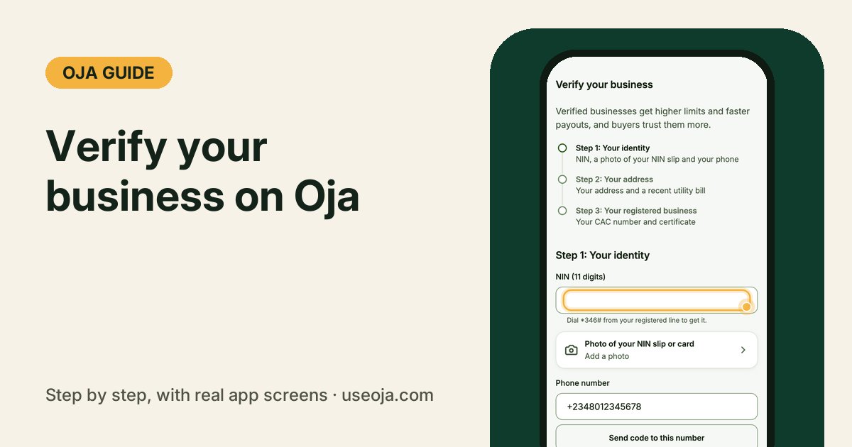 How to Verify Your Business on Oja (NIN, Address and CAC)